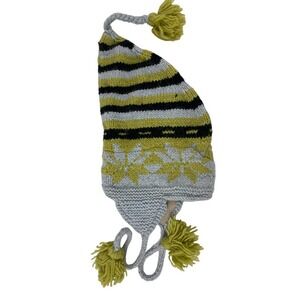 Litchi Accessories NY Men's Gray Sheeps Wool Tasseled Ear Muff Hat Made in Nepal